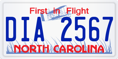 NC license plate DIA2567