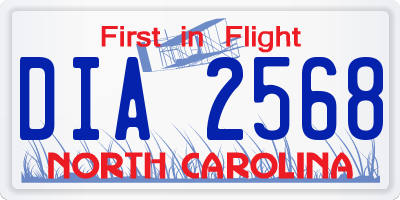 NC license plate DIA2568