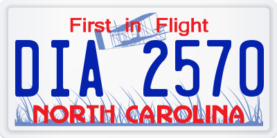 NC license plate DIA2570