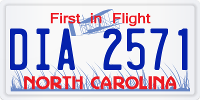 NC license plate DIA2571