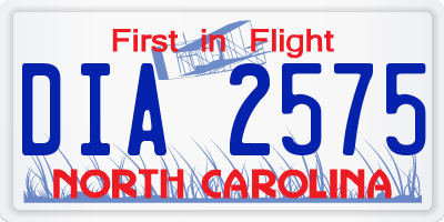 NC license plate DIA2575