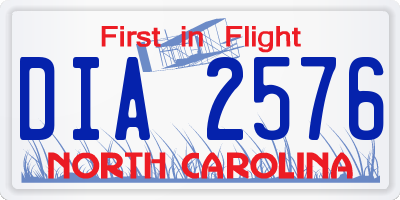 NC license plate DIA2576