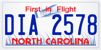 NC license plate DIA2578