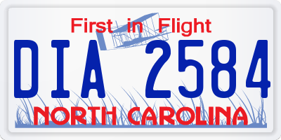 NC license plate DIA2584