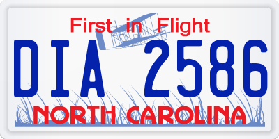 NC license plate DIA2586