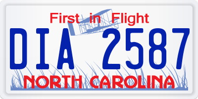 NC license plate DIA2587