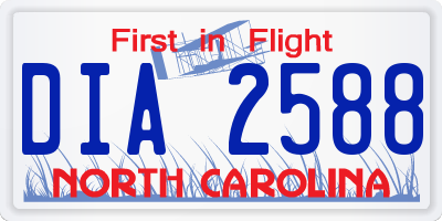 NC license plate DIA2588