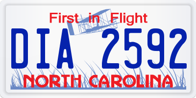 NC license plate DIA2592