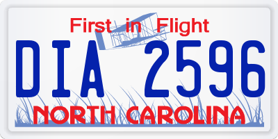 NC license plate DIA2596