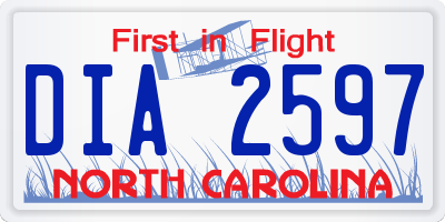 NC license plate DIA2597