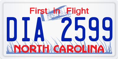 NC license plate DIA2599