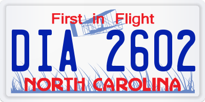 NC license plate DIA2602