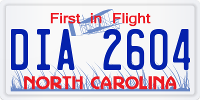 NC license plate DIA2604