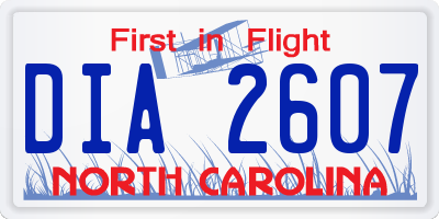 NC license plate DIA2607