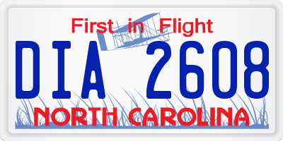 NC license plate DIA2608