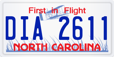 NC license plate DIA2611