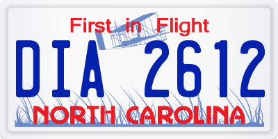 NC license plate DIA2612