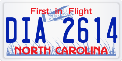 NC license plate DIA2614