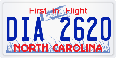 NC license plate DIA2620