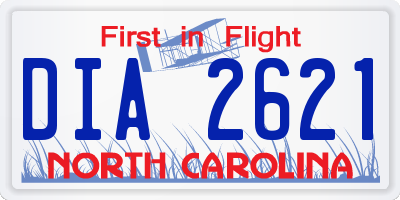 NC license plate DIA2621