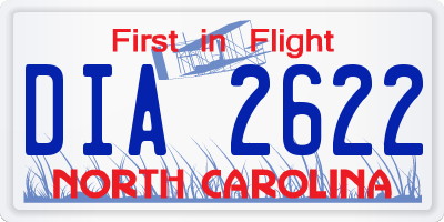 NC license plate DIA2622