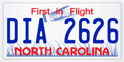 NC license plate DIA2626