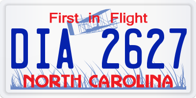 NC license plate DIA2627
