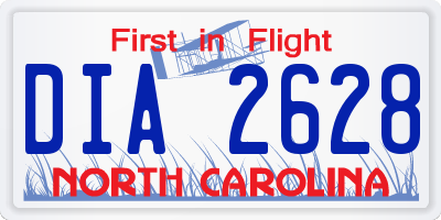 NC license plate DIA2628