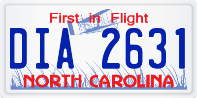 NC license plate DIA2631
