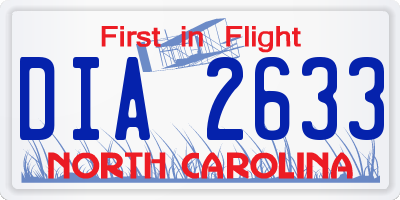 NC license plate DIA2633