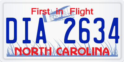 NC license plate DIA2634