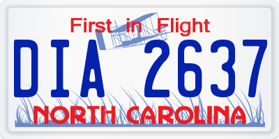 NC license plate DIA2637