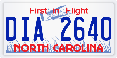 NC license plate DIA2640
