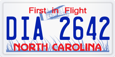 NC license plate DIA2642