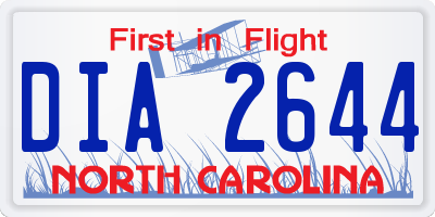 NC license plate DIA2644