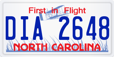 NC license plate DIA2648
