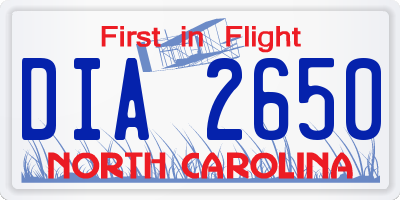 NC license plate DIA2650