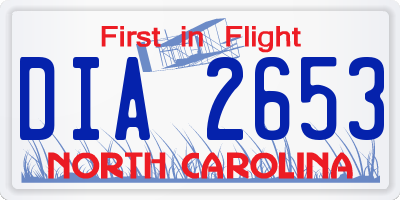 NC license plate DIA2653