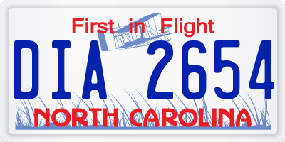 NC license plate DIA2654