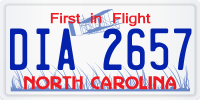NC license plate DIA2657