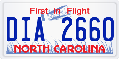 NC license plate DIA2660
