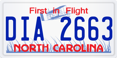 NC license plate DIA2663