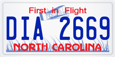 NC license plate DIA2669