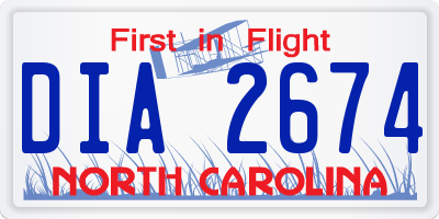 NC license plate DIA2674