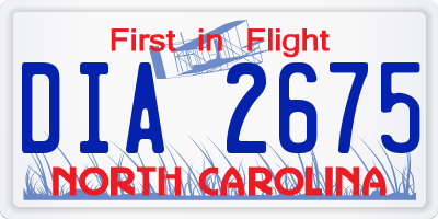 NC license plate DIA2675