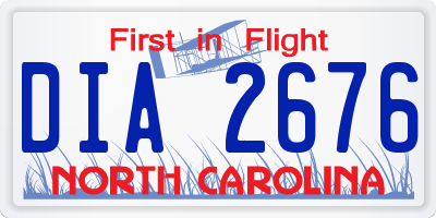 NC license plate DIA2676