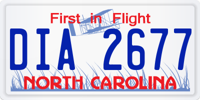 NC license plate DIA2677
