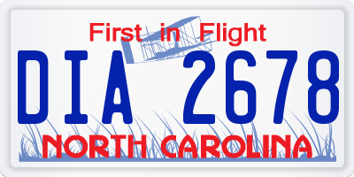 NC license plate DIA2678