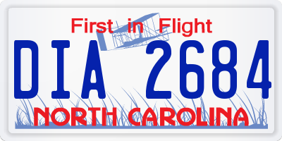 NC license plate DIA2684