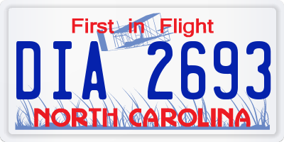 NC license plate DIA2693